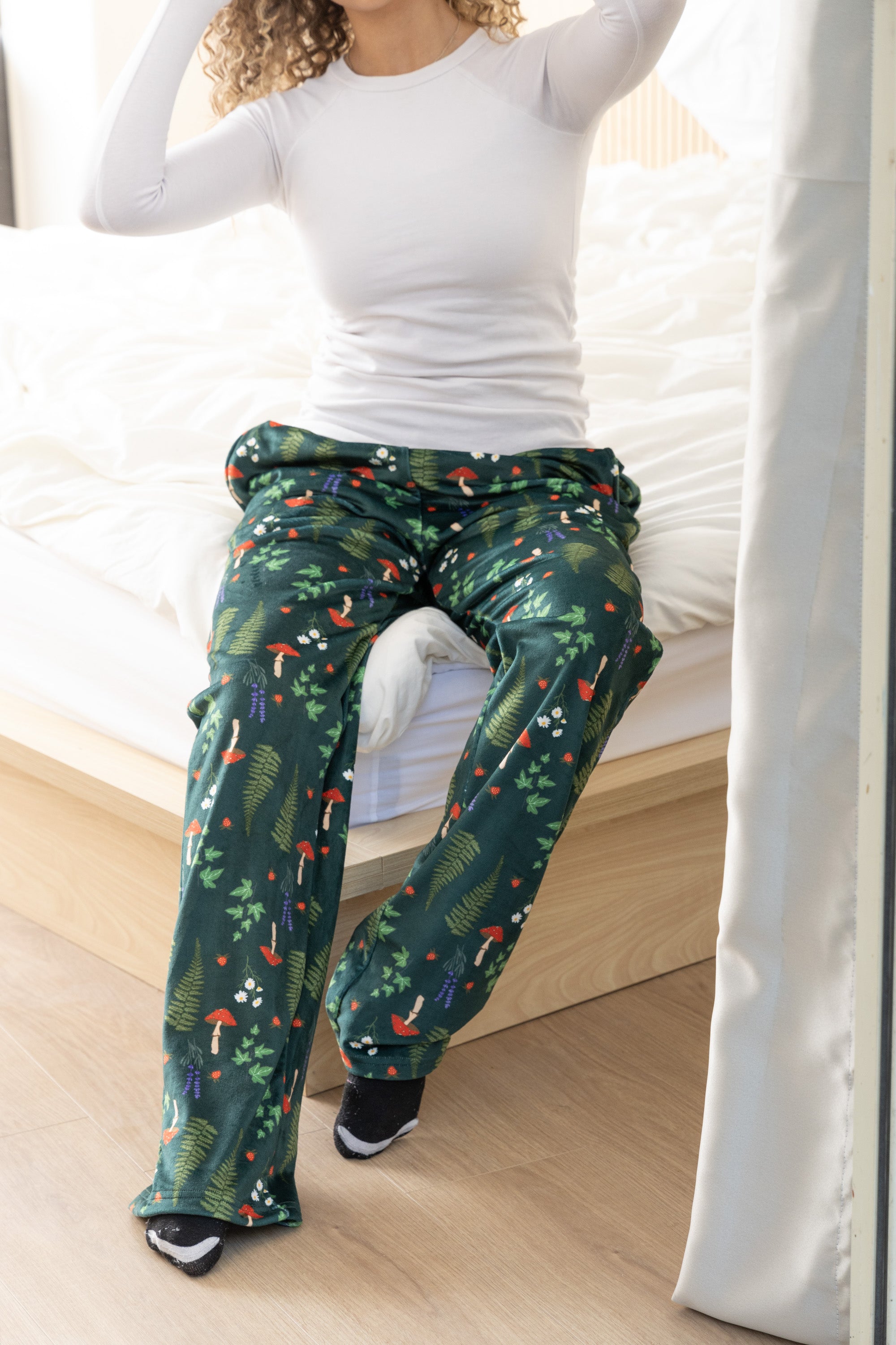 Image of Green Velvet-Touch Pajama Pants